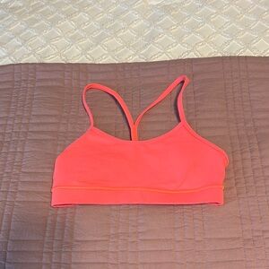 Bright Coral Lulu Lemon Sports Bra - Flow Y Bra